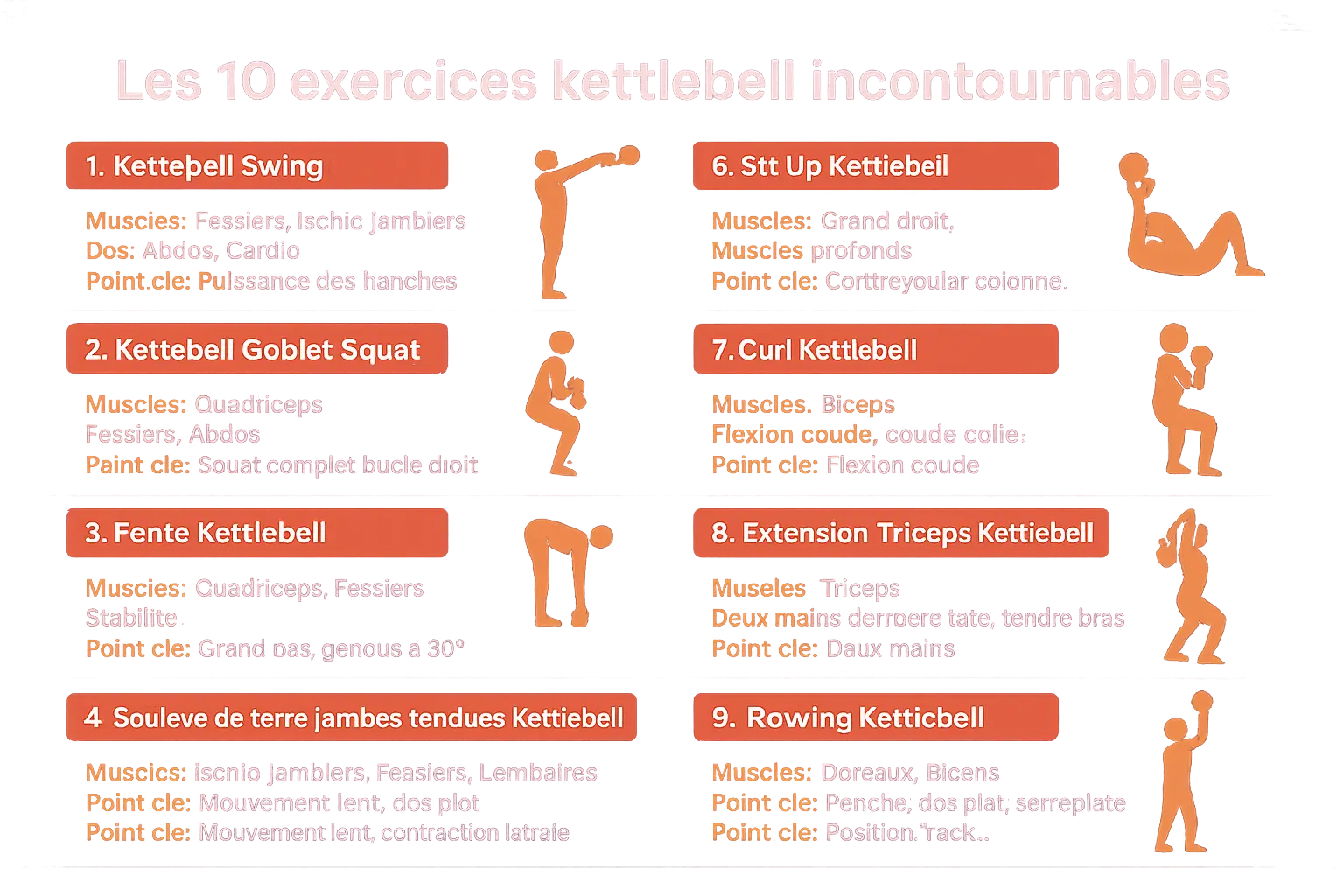 Illustration exercices kettlebell femme